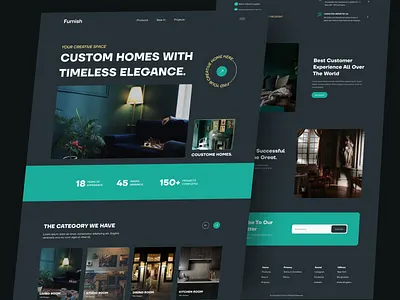 Interior Design Landing Page. architect architecture creative dark mode design dribbble2022 ecommerce furniture home decoration homedecor homepage interior interior architecture interior design kitchen room landing page living room modern real estate room table