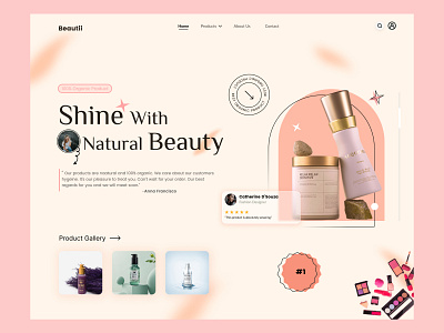 Beauty Product Hero Section Design 3d adobe xd best color branding cosmetic product creative logo design eye catching figma graphic design hero section design illustration inspiration landing page logo ui ui ux ui ux inpiration unique header design