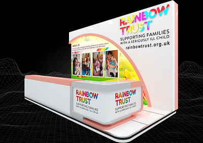 Rainbow Trust 3x6 Exhibition Booth 3d 3x6 backdrop booth branding charity children design display donation event exhibition fair fundraising non profit planning render show space visualization