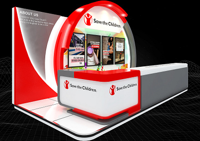 Save The Children 3x6 Exhibition Booth 3d 3x6 backdrop background booth branding charity children design donation event exhibition expo fair fundraising non profit render show space visualization