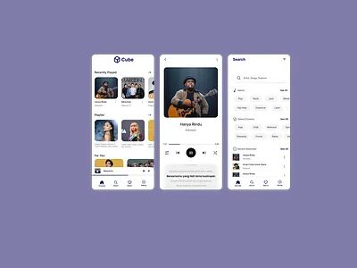 Cube Music app branding design graphic design illustration logo typography ui ux vector