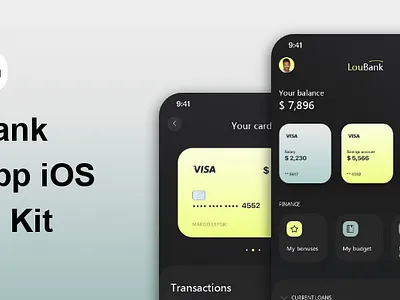 LouBank: Free Bank App iOS UI Kit app collaboration css design devs handoff html ios mockplus prototype prototyping ui ux