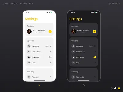 Daily UI Challenge #7 (Settings UI) android app appdesign appui collectui dailyuichallenge experience hifi interface ios lofi mobileapp motion graphics productdesign settings ui uichallenge user experience user interface ux