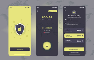 VPN App UI Design app appdesign design mobileapp ui uidesign ux uxdesign