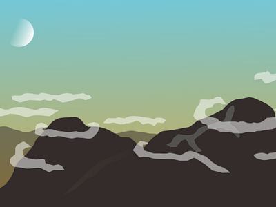 Landscape Mountain Illustration 3d clouds coreldraw creative art design designer digital art first learn gradient graphic design illustration illustration art moon mountain natural nature painting relax scenary vector