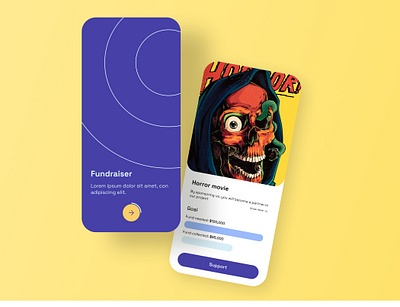 Fundraiser app UI aesthetic app daily ui daily ui 32 fundraiser minimal ui ux yellow
