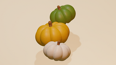 3D Colorful Pumpkins 3d fall pumpkin rendering