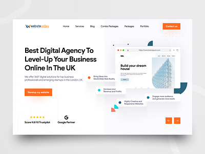 Digital Agency Hero Banner Landing Page UI Design agency agency design agency website company creative creative agency creative direction design digital agency home page landing page portfolio studio ui ux web web design website website design