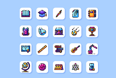 Education Lineal Color Icon Set design graphic design icon illustration interface ui ux vector