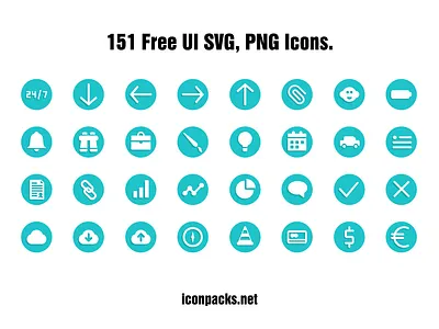 151 User Interface SVG, PNG Icons free resources freebies icon pack icon set icons png icons svg icons