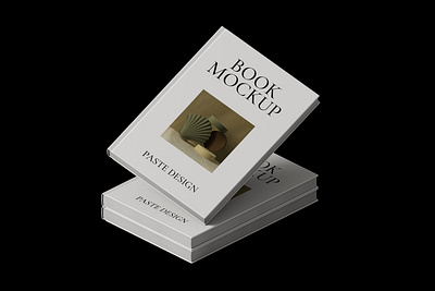Hard Cover Book Mockups On Black Background Isometric stationery mockups