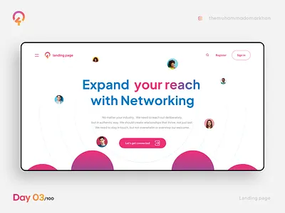 Day 003 | 100 Days Design Challenge 100dayschallenge app colors connect dailyui design design challenge dribbble figma graphic design home page interaction landing page ui user experience user interface ux web web app web design