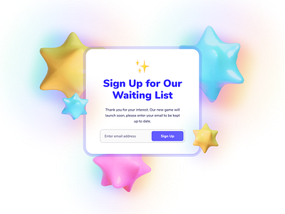 Cute Starry Sign Up 3d design ui