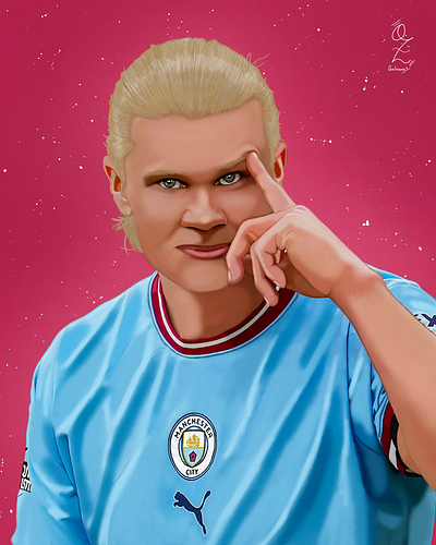 Erling Haaland Portrait drawing by Oz Galeano art arte boceto champions league color dibujo digital art drawing fanart football futbol haaland illustration manchester city mexico ozgaleano portrait premier league retrato sketch