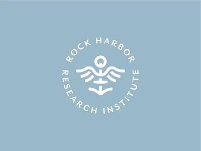 Rock Harbor Research Institute Logo Design anchor boating boating logo caduceus fishing hospital logo logo design medical medical logo medicine nautical nautical logo navy nursing research institute rock harbor sports medicine sports medicine logo wings
