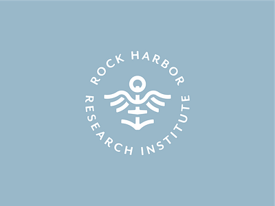 Rock Harbor Research Institute Logo Design anchor boating boating logo caduceus fishing hospital logo logo design medical medical logo medicine nautical nautical logo navy nursing research institute rock harbor sports medicine sports medicine logo wings