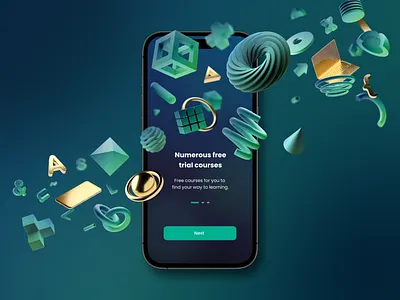 e-learning mobile app 3d 3d assets app design dark mode e learning elearning gradient mobile app ui