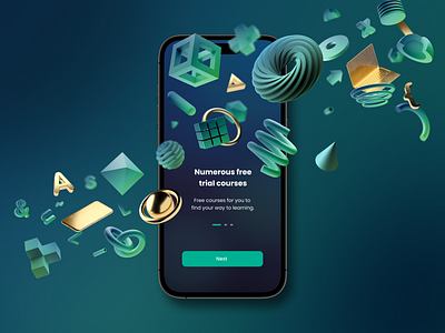 e-learning mobile app 3d 3d assets app design dark mode e learning elearning gradient mobile app ui