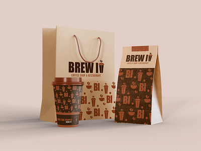 Brew It Coffee Shop & Restaurant #5 branding cafebranding coffeedesign design graphic design illustration logo