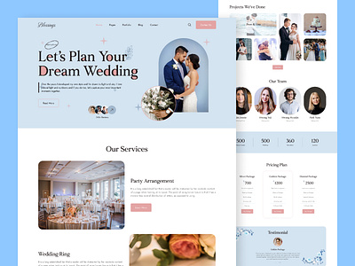 Wedding planner Website Design engagement event planner homepage landing page minimal party pre wedding ui ui design uiux user experience design user interface design ux website design website ui template wedding wedding organizer wedding photographer wedding planer wedding planer website