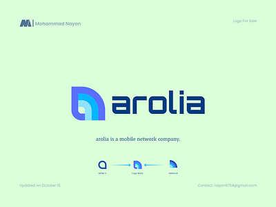 arolia mobile network company logo design, a letter logo 2022 logo design trend 7g network 99 design logo blockchain brand identity design branding creative logo fastest network geometric shape graphic design grid logo logo design minimal logo mobile network network network fast network flow online supplychain timeless logo design