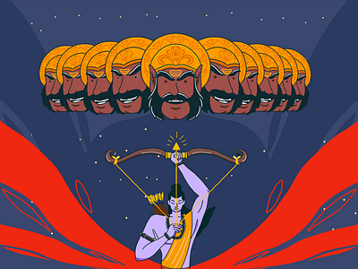 Good vs Evil. Light vs Dark. Right vs Wrong. animation character character art desi durga dussehra festival illustration indian laxman pooja ram ramayan ravan sita