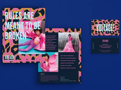 Electric Animal Print Identity Set animal print bold branding bright business card colorful flyer identity marketing wild