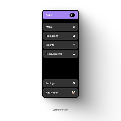 Restaurant Dashboard for managing orders - component #1 design ui ux web design web development webflow