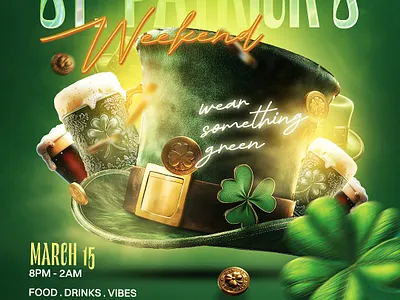 St. Patricks Flyer Template club flyer design event flyer template graphic design instagram post invitation nightclub party flyer psd template social media