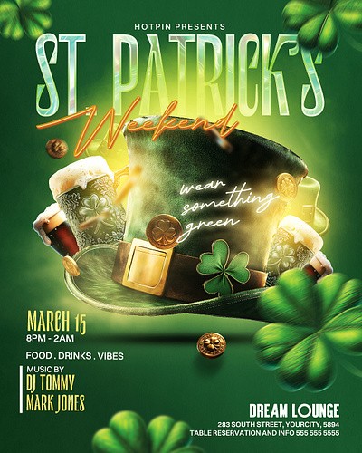 St. Patricks Flyer Template club flyer design event flyer template graphic design instagram post invitation nightclub party flyer psd template social media