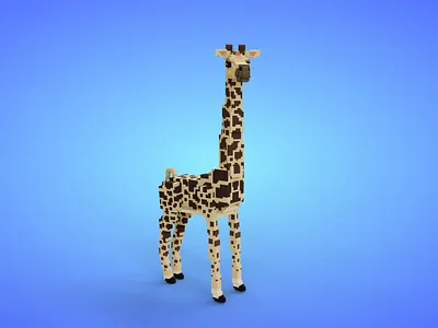 Voxel African Animals - Giraffe - Game Asset 3d 3d model african aniamted animal animals fantasy game asset giraffe isometric low poly lowpoly savanah stylized voxedit voxel voxel art voxels