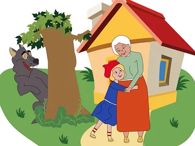 illustration for the fairy tale Little Red Riding Hood with a go design graphic design illustration vector