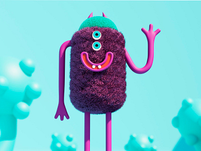 Cute Furry Monster 3D 3d 3dartwork 3ddesign 3dillustration 3dmodel artblender blender cute cute monster cutemonsters cycles design fur furry monster graphicdesign illustration minimal nft portfolio render