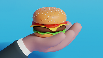 Burger, sir! 3d blender burger cartoon challenge design illustration vector