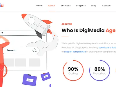 DigiMedia.com 3d animated website animation css custom website design illustration logo ui website development