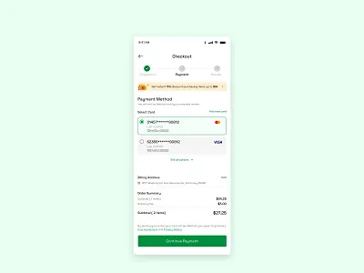 Grinvine Credit Card Payment UI checkout page ui checkout ui credit card payment ui mobile ui payment ui uiux