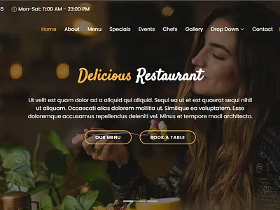 DeliciousRestaurant.com 3d animated website animation css custom website design illustration logo ui website development
