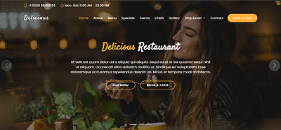 DeliciousRestaurant.com 3d animated website animation css custom website design illustration logo ui website development