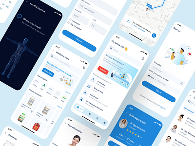 Doctor appointment & Pharmacy App animation app application design figma illustration prototype ui uxui