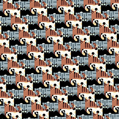 The Playful Cat cat design graphic design illustration pattern tessellation