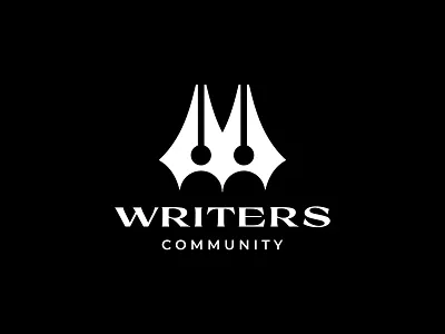 Writers Community book branding community design education icon illustration logo mark negative space logo pen pencil people retro school symbol vintage writers