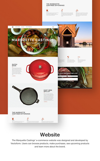MC website layout cast iron cooking design e commerce layout shopify web web design