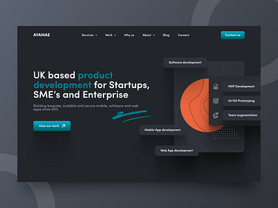 Hero Banner Landing Page UI Design - Dark Mode agency design agency website banner company creative creative agency creative direction design digital agency dribbble post home page landing page portfolio studio ui ux web web design website website design