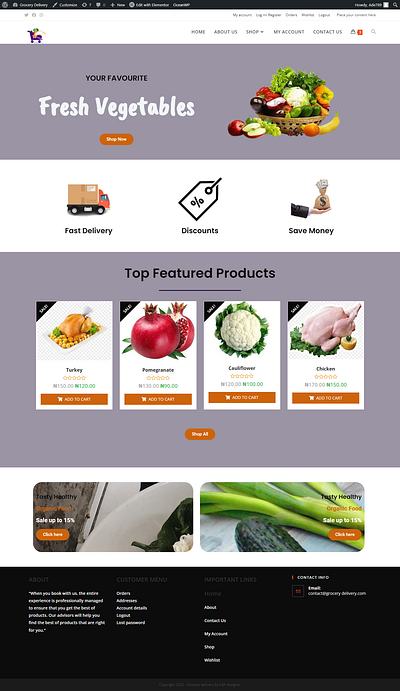 GROCERY WEBSITE HOME PAGE design graphic design web design