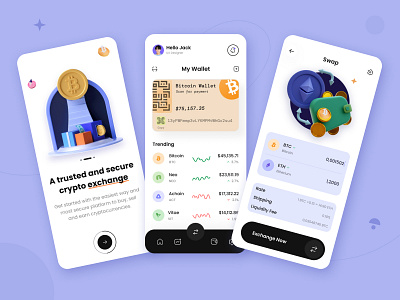 Crypto Exchange App abdullah shakib app design bitcoin blockchain crypto crypto currency cryptocurrency mobile app mobile app design mobile design mobile ui product design uigenix uiux wallet