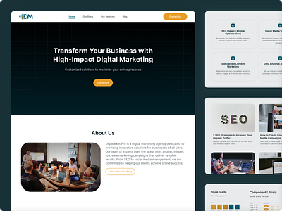 DigiMarket - Website Showcase digital marketing figma product design showcase solution style guide ui ui design uiux design ux design website wireframe