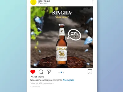 Singha Beer Banner | Social Media Post Design ad advertiging beer branding cover design drink facebook ad facebook post graphic design instagram ad instagram post motion graphics shot social media ad banner social media banner social media post design template ui wine