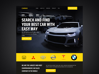 CARING - company profile car sell black branding car class clean company profile dark design elegant gold graphic design landing page logo minimalist online shop profesional simple ui ux web