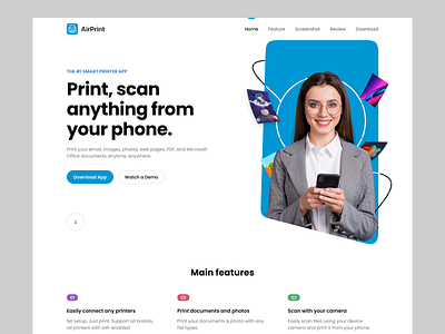 Landing Page - AirPrint app design ui ux