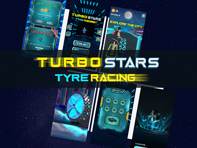 Turbo Stars Tyre Racing - Game Design 2d art 2d game ui 3d art 3d game ui design game game art game design game ui game ui art game ui design illustration logo running game tyre game ui ux vector